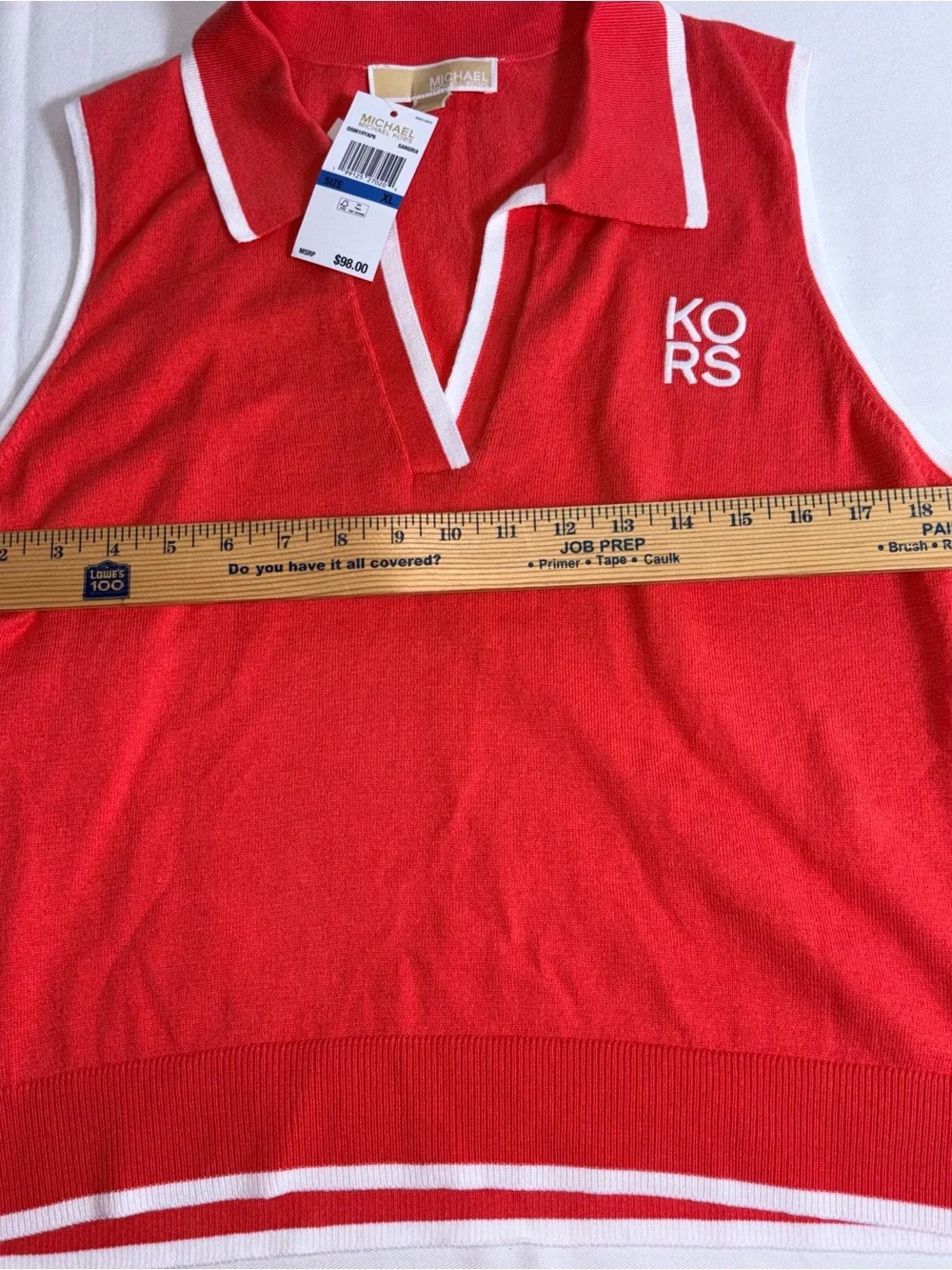 Michael Kors Red Sleeveless Polo Vest with White Trim size XL new tennis preppy